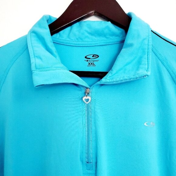 Champion Women's XXL Light Blue Lightweight 1/4 Zip-up Pullover Athletic Jacket - Picture 10 of 12